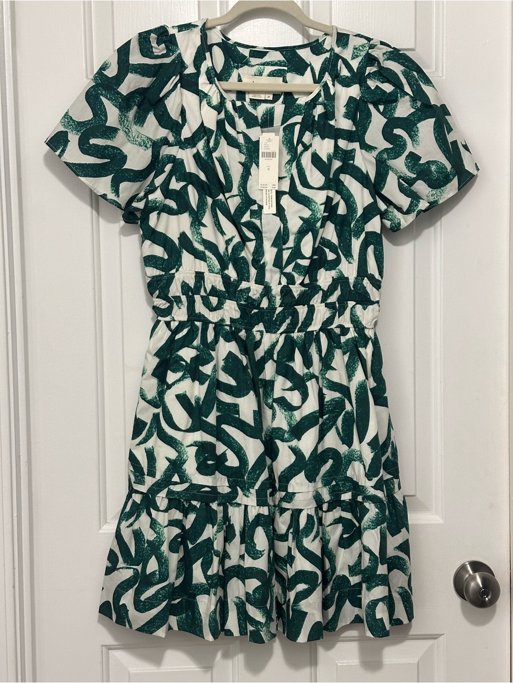 Anthropologie the Somerset Mini- Green Scribble Print Mini Dress